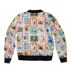 Australia Wildlife Christmas Stamp Bomber Jacket Pink Aussie Native Animal Seamless Pattern