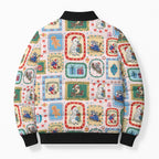 Australia Wildlife Christmas Stamp Bomber Puffer Jacket Pink Aussie Native Animal Seamless Pattern