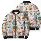 Australia Wildlife Christmas Stamp Bomber Puffer Jacket Pink Aussie Native Animal Seamless Pattern
