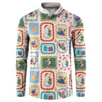 Australia Wildlife Christmas Stamp Button Sweatshirt Pink Aussie Native Animal Seamless Pattern
