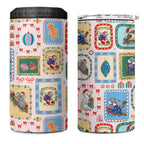 Australia Wildlife Christmas Stamp 4 in 1 Can Cooler Tumbler Pink Aussie Native Animal Seamless Pattern