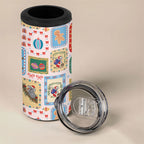 Australia Wildlife Christmas Stamp 4 in 1 Can Cooler Tumbler Pink Aussie Native Animal Seamless Pattern