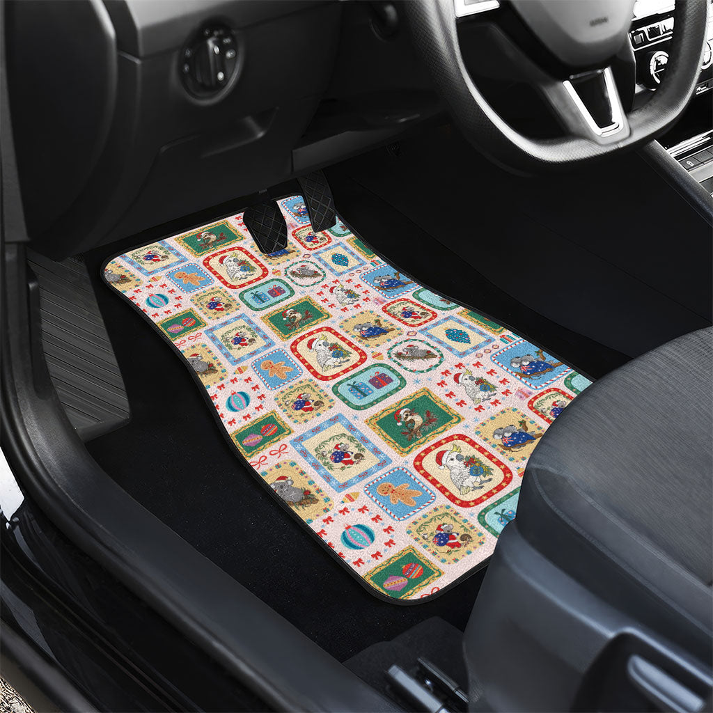 Australia Wildlife Christmas Stamp Car Mats Pink Aussie Native Animal Seamless Pattern