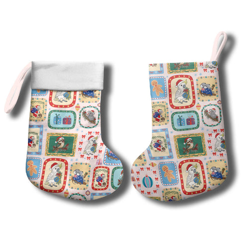 Australia Wildlife Christmas Stamps Christmas Stocking Pink Aussie Native Animal Seamless Pattern