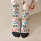 Australia Wildlife Christmas Stamp Crew Socks Pink Aussie Native Animal Seamless Pattern