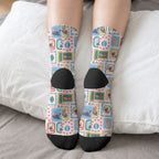 Australia Wildlife Christmas Stamp Crew Socks Pink Aussie Native Animal Seamless Pattern