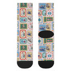 Australia Wildlife Christmas Stamp Crew Socks Pink Aussie Native Animal Seamless Pattern