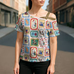 Australia Wildlife Christmas Stamp Cross Shoulder Shirt Pink Aussie Native Animal Seamless Pattern