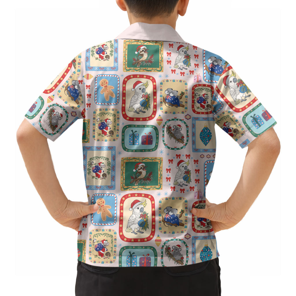 Australia Wildlife Christmas Stamp Hawaiian Shirt Pink Aussie Native Animal Seamless Pattern