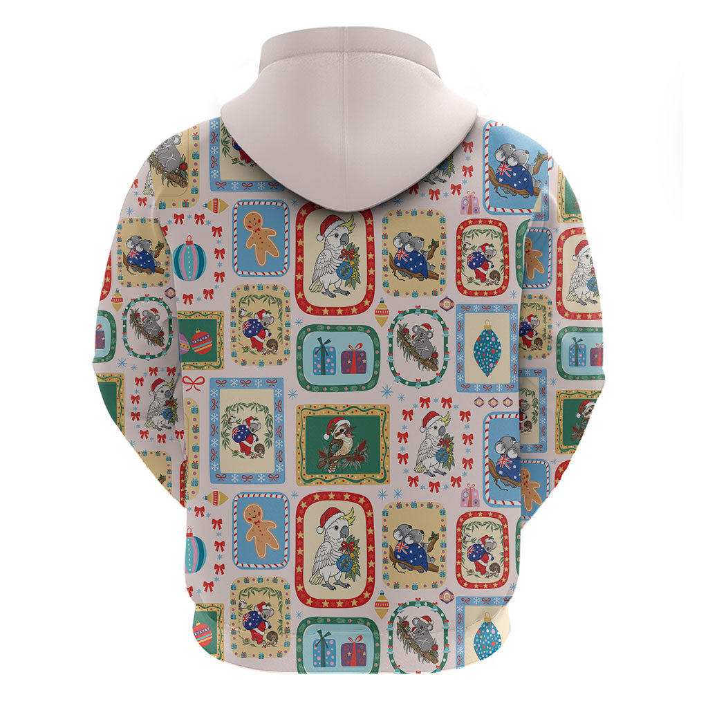 Australia Wildlife Christmas Stamp Hoodie Pink Aussie Native Animal Seamless Pattern