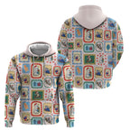 Australia Wildlife Christmas Stamp Hoodie Pink Aussie Native Animal Seamless Pattern
