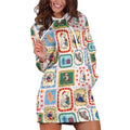 Australia Wildlife Christmas Stamp Hoodie Dress Pink Aussie Native Animal Seamless Pattern