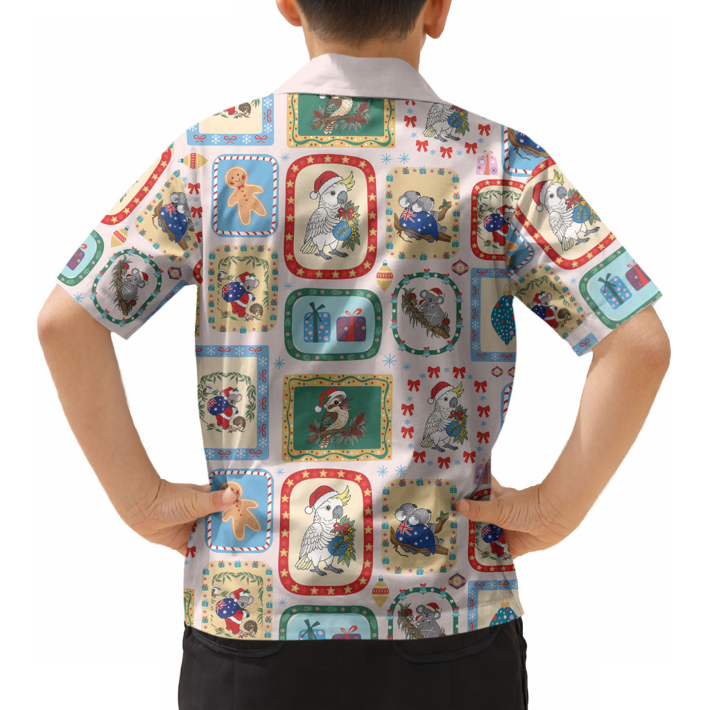 Australia Wildlife Christmas Stamp Kid Hawaiian Shirt Pink Aussie Native Animal Seamless Pattern