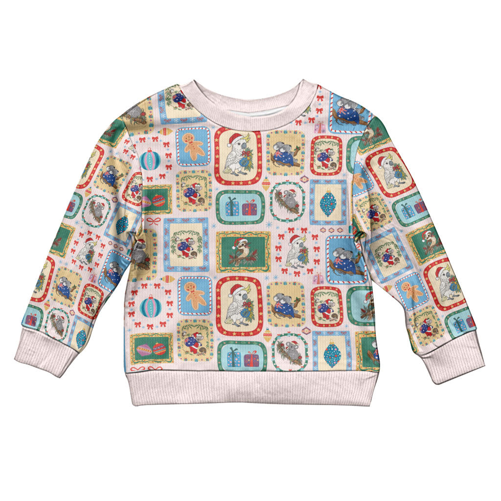 Australia Wildlife Christmas Stamps Kid Ugly Christmas Sweater Pink Aussie Native Animal Seamless Pattern