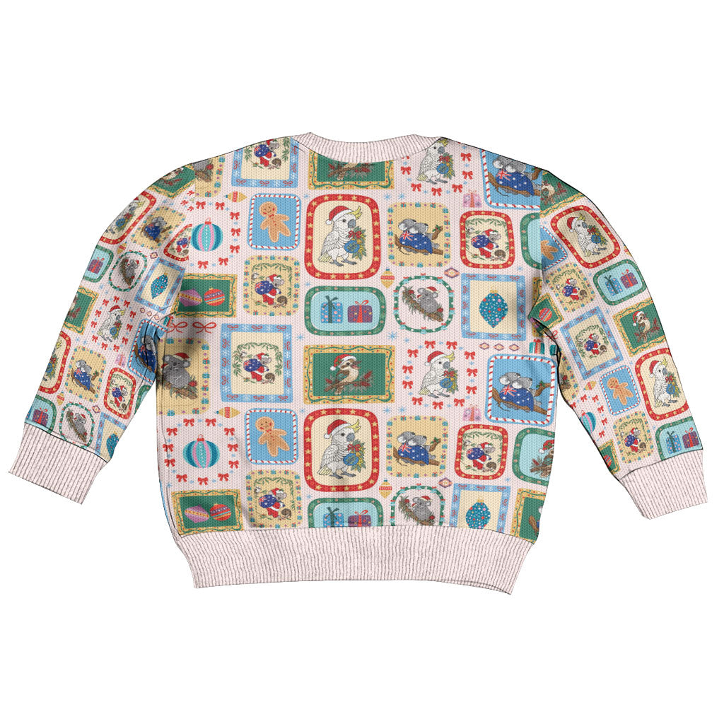 Australia Wildlife Christmas Stamps Kid Ugly Christmas Sweater Pink Aussie Native Animal Seamless Pattern