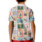 Australia Wildlife Christmas Stamp Kid Polo Shirt Pink Aussie Native Animal Seamless Pattern
