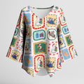 Australia Wildlife Christmas Stamp Kimono Sleeve Blouse Pink Aussie Native Animal Seamless Pattern