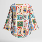 Australia Wildlife Christmas Stamp Kimono Sleeve Blouse Pink Aussie Native Animal Seamless Pattern