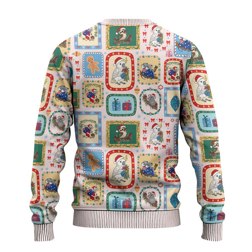 Australia Wildlife Christmas Stamps Ugly Christmas Sweater Pink Aussie Native Animal Seamless Pattern