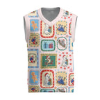Australia Wildlife Christmas Stamps Christmas Knitted V-Neck Vest Pink Aussie Native Animal Seamless Pattern