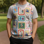 Australia Wildlife Christmas Stamps Christmas Knitted V-Neck Vest Pink Aussie Native Animal Seamless Pattern