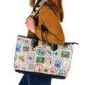 Australia Wildlife Christmas Stamp Leather Tote Bag Pink Aussie Native Animal Seamless Pattern