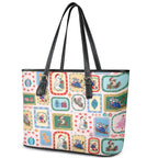Australia Wildlife Christmas Stamp Leather Tote Bag Pink Aussie Native Animal Seamless Pattern