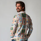 Australia Wildlife Christmas Stamp Long Sleeve Polo Shirt Pink Aussie Native Animal Seamless Pattern
