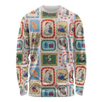 Australia Wildlife Christmas Stamp Long Sleeve Shirt Pink Aussie Native Animal Seamless Pattern