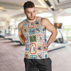 Australia Wildlife Christmas Stamp Men Tank Top Pink Aussie Native Animal Seamless Pattern