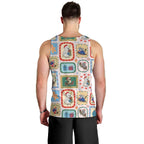 Australia Wildlife Christmas Stamp Men Tank Top Pink Aussie Native Animal Seamless Pattern