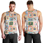 Australia Wildlife Christmas Stamp Men Tank Top Pink Aussie Native Animal Seamless Pattern