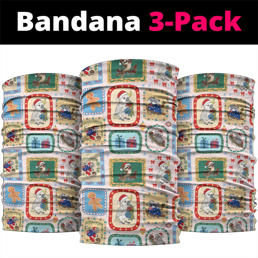 Australia Wildlife Christmas Stamp Neck Gaiter Pink Aussie Native Animal Seamless Pattern