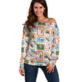 Australia Wildlife Christmas Stamp Off Shoulder Sweater Pink Aussie Native Animal Seamless Pattern