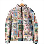 Australia Wildlife Christmas Stamp Padded Jacket Pink Aussie Native Animal Seamless Pattern