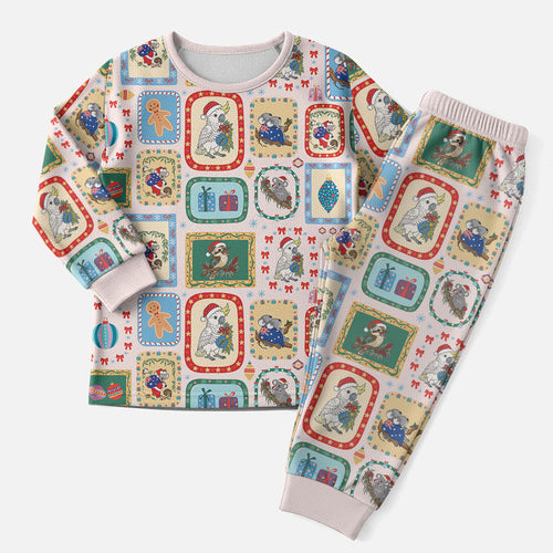 Australia Wildlife Christmas Stamps Christmas Pajama Set Pink Aussie Native Animal Seamless Pattern