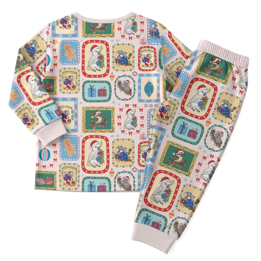 Australia Wildlife Christmas Stamps Christmas Pajama Set Pink Aussie Native Animal Seamless Pattern