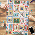 Australia Wildlife Christmas Stamp Puzzle Pink Aussie Native Animal Seamless Pattern