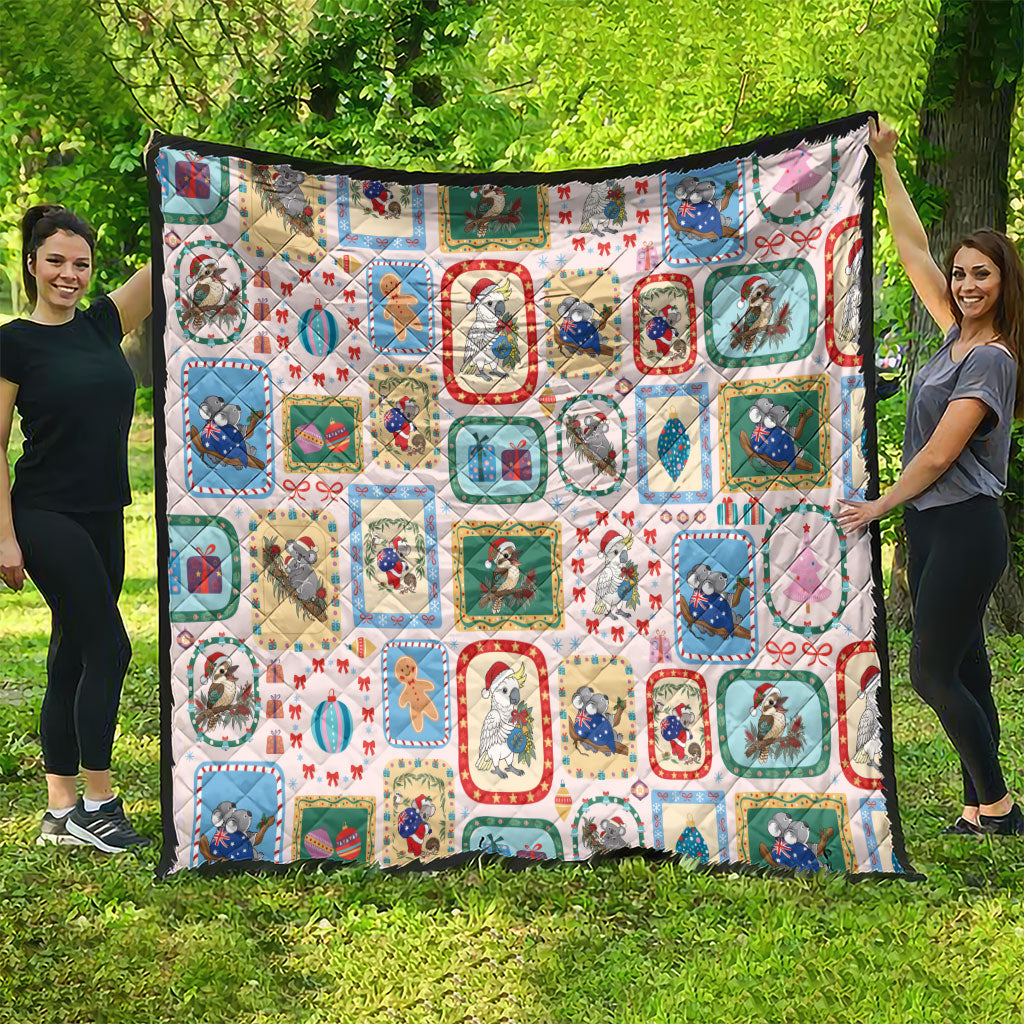 Australia Wildlife Christmas Stamp Quilt Pink Aussie Native Animal Seamless Pattern