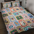 Australia Wildlife Christmas Stamp Quilt Bed Set Pink Aussie Native Animal Seamless Pattern