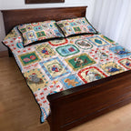 Australia Wildlife Christmas Stamp Quilt Bed Set Pink Aussie Native Animal Seamless Pattern