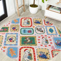 Australia Wildlife Christmas Stamp Round Carpet Pink Aussie Native Animal Seamless Pattern