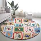 Australia Wildlife Christmas Stamp Round Carpet Pink Aussie Native Animal Seamless Pattern