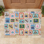 Australia Wildlife Christmas Stamp Rubber Doormat Pink Aussie Native Animal Seamless Pattern