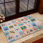 Australia Wildlife Christmas Stamp Rubber Doormat Pink Aussie Native Animal Seamless Pattern