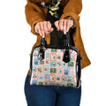 Australia Wildlife Christmas Stamp Shoulder Handbag Pink Aussie Native Animal Seamless Pattern