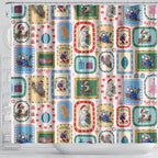 Australia Wildlife Christmas Stamp Shower Curtain Pink Aussie Native Animal Seamless Pattern