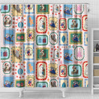 Australia Wildlife Christmas Stamp Shower Curtain Pink Aussie Native Animal Seamless Pattern