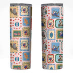 Australia Wildlife Christmas Stamp Skinny Tumbler Pink Aussie Native Animal Seamless Pattern