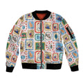 Australia Wildlife Christmas Stamp Sleeve Zip Bomber Jacket Pink Aussie Native Animal Seamless Pattern